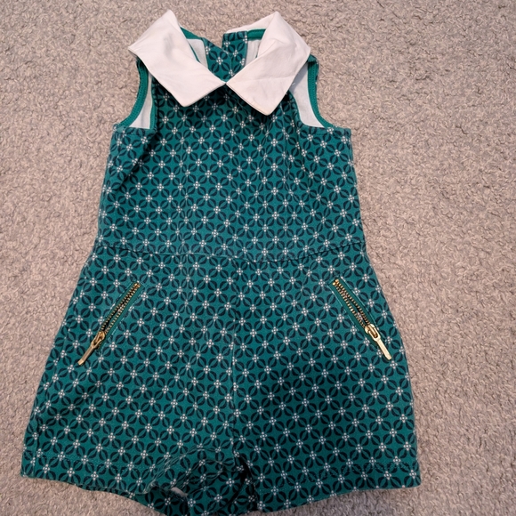 3 For $24 Janie and Jack Green Patterned Romper with White Accents - Picture 2 of 6